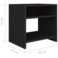 VidaXL Nachtkastje 40x30x40 cm bewerkt hout zwart - thumbnail