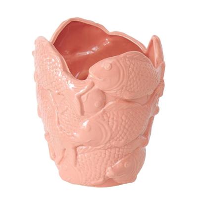 Boltze Home bloempot vis h22cm roze