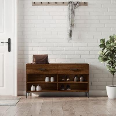 VidaXL Schoenenbank 102x35x55 cm bewerkt hout sonoma eikenkleurig VidaXL Schoenenbank 102x35x55 cm bewerkt hout sonoma eikenkleurig