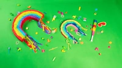 Regenboog pailletten hoed