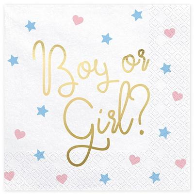 Gender Reveal &apos;Boy or Girl&apos; servetten