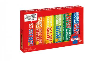 Tony&apos;s Chocolonely chocoladereep, 47/50g, 6 stuks, mix - thumbnail