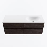 MONDIAZ VICA 130cm badmeubel onderkast Dark Brown 4 lades. Wastafel MOON rechts zonder kraangat, kleur Talc. - thumbnail