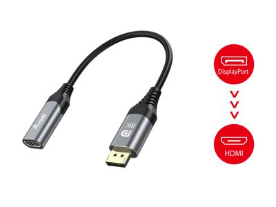 Equip 133446 video kabel adapter 0,15 m DisplayPort HDMI Zwart, Grijs