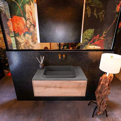 Badkamermeubelset Mondiaz Erin 80 cm met 1 Lade met RIDGE Wastafel Midden Dark grey Zonder Kraangaten Greeploos Mat Washed Oak Badkamermeubelset Mondiaz Erin 80 cm met 1 Lade met RIDGE Wastafel Midden Dark grey Zonder Kraangaten Greeploos Mat Washed Oak