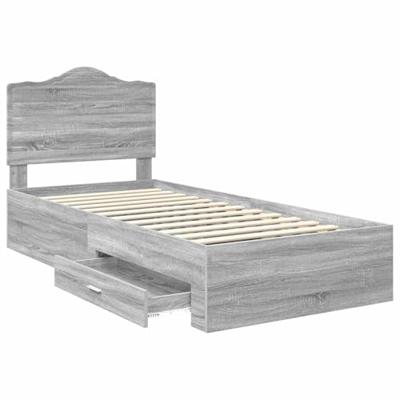 Bedframe met hoofdeinde Grijs Sonoma 90 x 200 cm Bewerkt hout