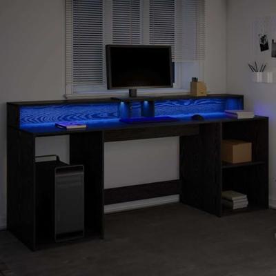 Bureau met lade Zwart eiken 200 x 55 x 91 cm Bewerkt hout