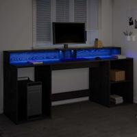 Bureau met lade Zwart eiken 200 x 55 x 91 cm Bewerkt hout - thumbnail