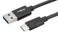 Ansmann 1700-0081 USB-kabel USB 3.2 Gen1 USB-A stekker, USB-C stekker 2.00 m Zwart Aluminium-stekker, TPE-mantel, Stekker past op beide manieren - thumbnail