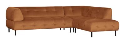 WOOOD Hoekbank 'Lloyd' Rechts, Velvet, kleur Cinnamon