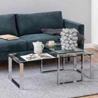 Bendt Glazen Salontafel 'Lone' set van 2 stuks, kleur chroom - thumbnail