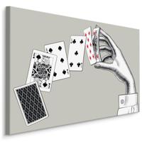 Schilderij - Hand met speelkaarten, premium print - thumbnail