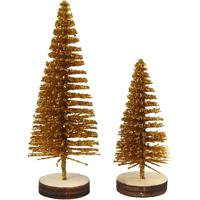 Creativ Company Kerstbomen, h: 40+60 mm, goud, 5 stuk/ 1 doos - thumbnail