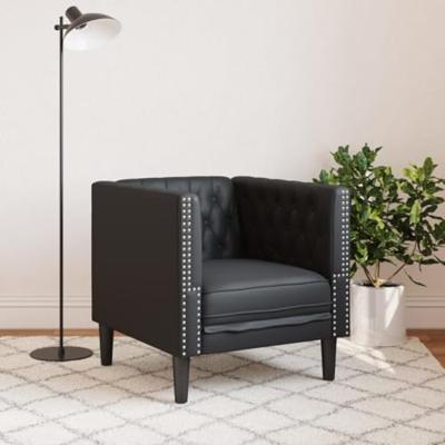 Fauteuil Chesterfield-stijl kunstleer zwart