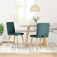Eetkamerstoelen 2 st stof donkergroen - thumbnail