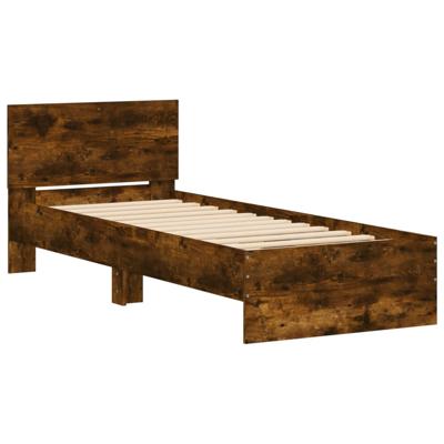 Bedframe met hoofdeinde en LED gerookt eikenkleurig 140x190 cm