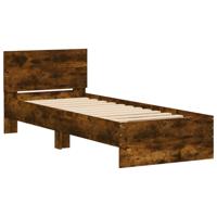 Bedframe met hoofdeinde en LED gerookt eikenkleurig 135x190 cm - thumbnail