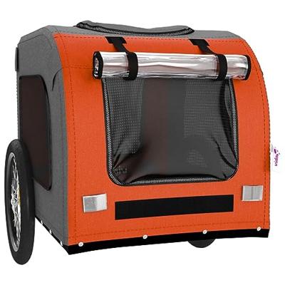 Hondenfietstrailer oxfordstof en ijzer oranje en grijs - thumbnail