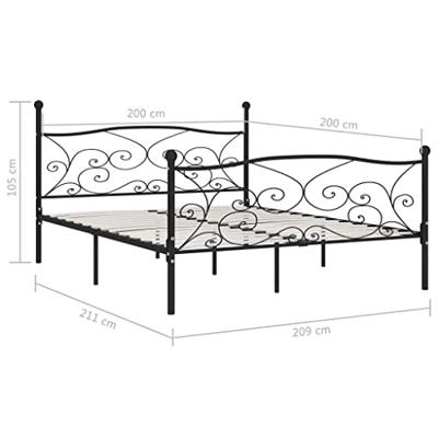 Bedframe met lattenbodem metaal zwart 200x200 cm Bedframe met lattenbodem metaal zwart 200x200 cm