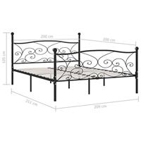 Bedframe met lattenbodem metaal zwart 200x200 cm - thumbnail