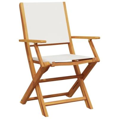 Tuinstoelen 2 st inklapbaar acaciahout en stof crmewit