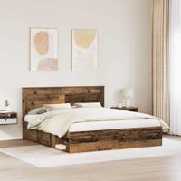 Bedframe met hoofdeinde Oudhout 200 x 200 cm Massief grenenhout - thumbnail