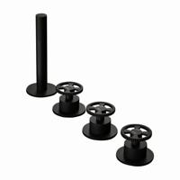 Badrandcombinatie Hotbath Cobber @Work Inbouw 4 Gats Met 2 Stopkranen En Handdouche Mat Zwart (zonder uitloop) - thumbnail