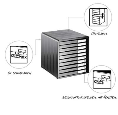 Rotho Timeless Bureau Ladenbak met 10 Dichte Lades 34.5x29x32 cm Antraciet