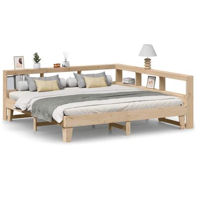 Bed met boekenkast zonder matras massief grenenhout 90x200 cm