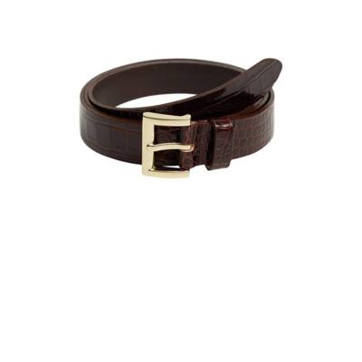 Mango leren riem met crocoprint bruin Mango leren riem met crocoprint bruin