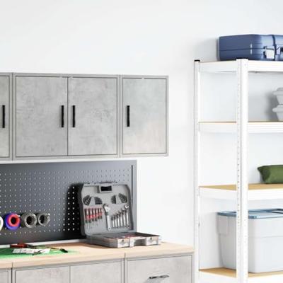 VidaXL Garage wandkast betongrijs bewerkt hout VidaXL Garage wandkast betongrijs bewerkt hout