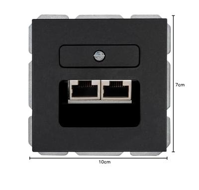 KOPP - UTP RJ45 Stopcontact - Athenis HK07 - Wandcontactdoos - Inbouw - 2-voudig UTP CAT6 - Mat Zwart