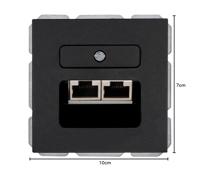 KOPP - UTP RJ45 Stopcontact - Athenis HK07 - Wandcontactdoos - Inbouw - 2-voudig UTP CAT6 - Mat Zwart - thumbnail