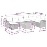 9-delige Loungeset met kussens poly rattan beige - thumbnail