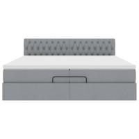 Ottoman bed met matras 200x200 cm stof lichtgrijs - thumbnail
