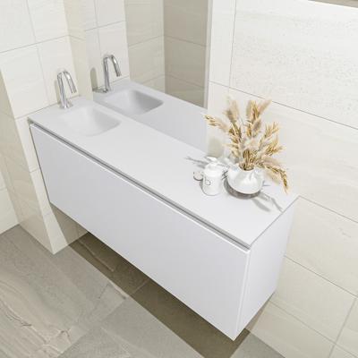 MONDIAZ OLAN 120cm toiletmeubel talc. LEX wastafel talc links 1 kraangat