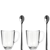 Leonardo Latte Macchiato Glazen Napoli 380 ml + 2 Lepels - Hittebestendig - thumbnail