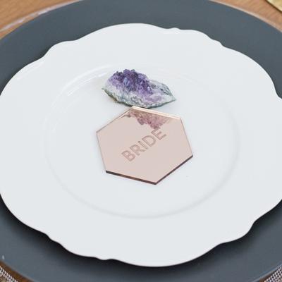 Acryl naamkaartjes hexagon modern