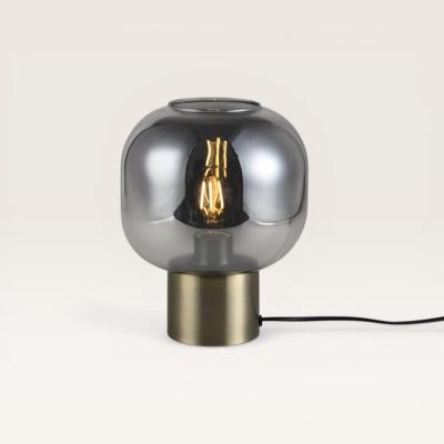Tafellamp Xelyra vetro fumé - Met een bol van rookglas en een gouden metalen voet - Zonder lichtbron