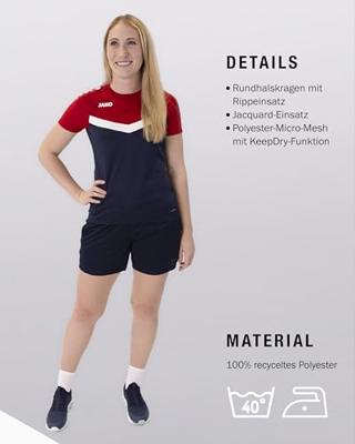 JAKO 6124D T-Shirt Iconic Dames - Marine/Chillrood - 38