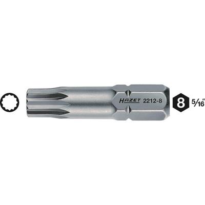 HAZET Bit 2212-8 · 5/16 inch (8 mm) zeskant massief · Binnenveeltandprofiel XZN · SW M8