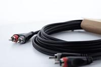 Cordial 14837 Jackplug / Cinch Audio Aansluitkabel [2x Cinch-stekker - 2x Cinch-stekker] 3 m Zwart PVC-mantel, Tweelingkabel - thumbnail
