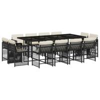 13-delige Tuinset met kussens poly rattan zwart - thumbnail