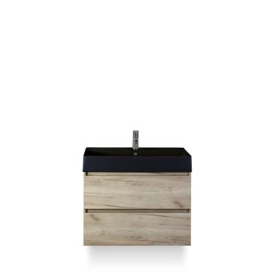 Maxx XL Badmeubelset 80 cm - Craft Oak - Wastafel Kube Zwart 1 kraangat
