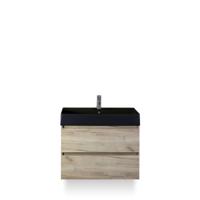 Maxx XL Badmeubelset 80 cm - Craft Oak - Wastafel Kube Zwart 1 kraangat - thumbnail