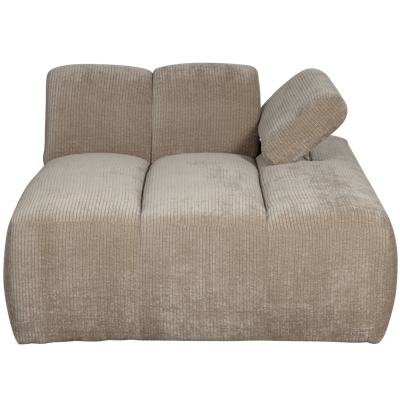 Woood Mojo chaise longue bank arm rechts ribstof Donkerzand