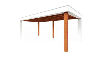 Trendhout Verona overkapping 625x335 cm Lariks/Douglas blank - Plat dak model links- Plat dak- Onbehandeld lariks Douglas hout- Trendhout