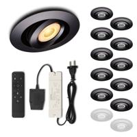 Set LED-inbouwspot met afstandsbediening Piccolo zwart 3W dimbaar IP44 1-12 stuks - thumbnail