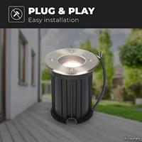 Set van 3 Maisy LED Grondspot - Dimbaar - Rond - Ø12cm - GU10 - 4 Watt 345 Lumen - 4000K neutraal wit - RVS - IP67 waterdicht - Tuinspot - Oprit - thumbnail