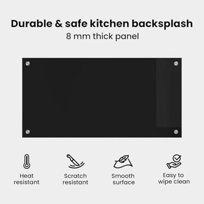 VidaXL Keuken achterwand zwart 80 x 40 cm gehard glas VidaXL Keuken achterwand zwart 80 x 40 cm gehard glas